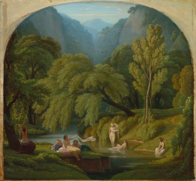 The Bathers, Souvenir of the Banks of the Anio River at Tivoli de Théodore Caruelle d