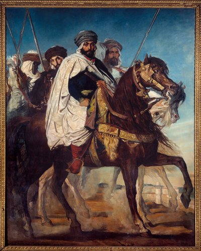 Ali Ben Ahmed, último califa de Constantina y jefe de la tribu Harakta seguido por su escolta antes de Constantina de Théodore Chassériau