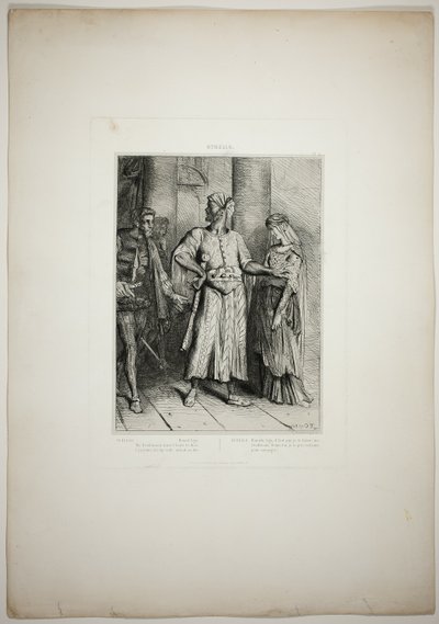 Honesto Iago, mi Desdémona debo dejarte a ti, placa cuatro de Otelo. de Théodore Chassériau