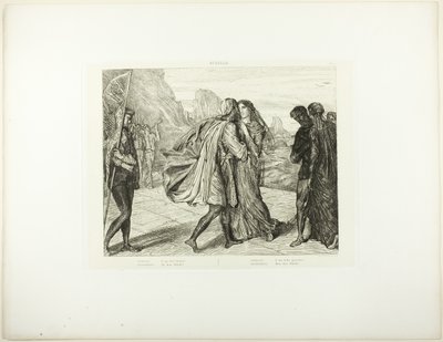 ¡Oh mi bella guerrera!, lámina 5 (acto 2, escena 1) de Otelo de Théodore Chassériau