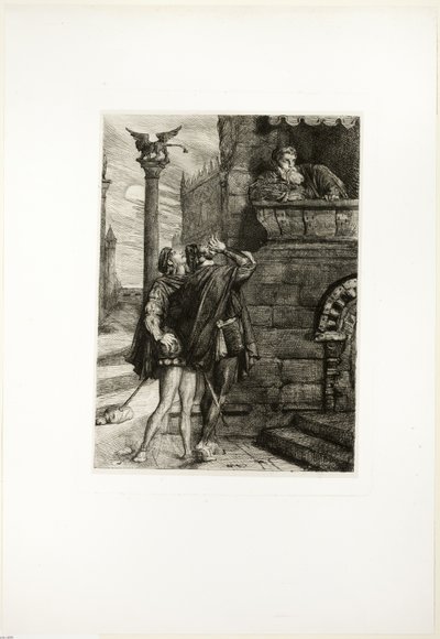 ¡Despierta! ¡Qué ho! ¡Brabancio! ¡ladrones! ¡ladrones!, placa uno de Otelo de Théodore Chassériau