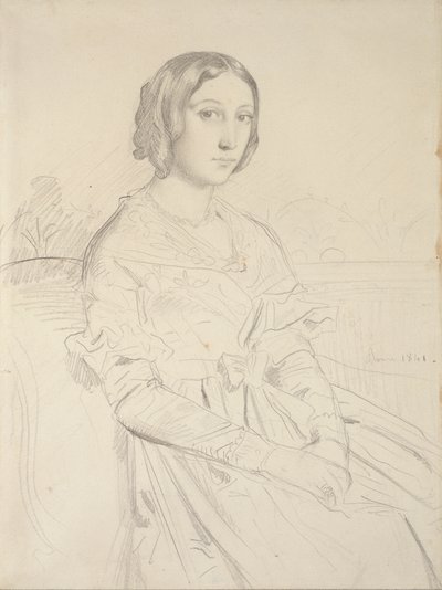 Retrato de una joven, sentada tres cuartos a la izquierda, 1839-1856 de Théodore Chassériau