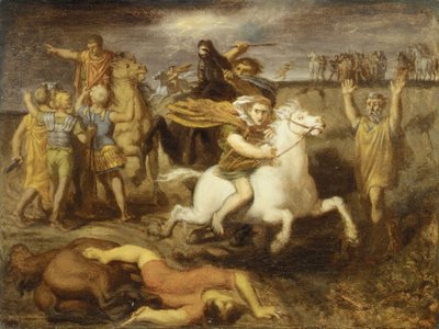 Escena de las Guerras Galas: El Galo Littavicus, Traicionando la Causa Romana, Huye a..., ca. 1838-40 de Théodore Chassériau