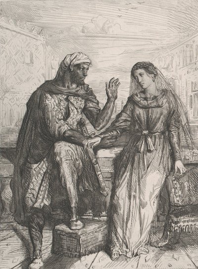 Ella me agradeció: placa 2 de Othello Acto 1, Escena 3, 1844 de Théodore Chassériau