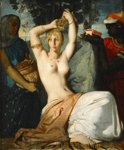 El tocador de Esther Esther preparándose para ser presentada al rey Asuero de Théodore Chassériau