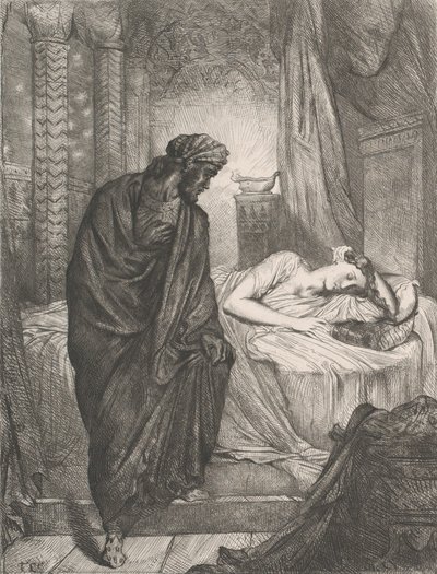 Sin embargo, ella debe morir: placa 11 de Othello Acto 5, Escena 2 de Théodore Chassériau