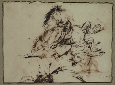 Atribuido a Théodore Géricault - Caballo asustado, entre finales del siglo XVIII y principios del XIX de Theodore Gericault