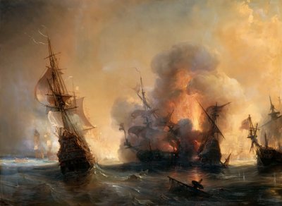 La Batalla Naval de Lagos el 27 de junio de 1693 de Jean Antoine Theodore Gudin