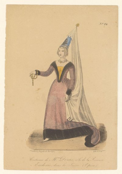 Julie Dorus-Gras en de rol van prinses Eudoxie en la ópera La Juive Traje de la señora Dorus, papel de la princesa Eudoxia, en La Juive (Opéra) (título sobre objeto) Actores, actrices en operazangers in hun rol (título de la serie) de Théodore Lejeune