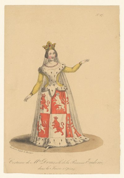 Julie Dorus-Gras en de rol van prinses Eudoxie en la ópera La Juive Traje de la señora Dorus, papel de la princesa Eudoxia, en La Juive (Opéra) (título sobre objeto) Actores, actrices en operazangers in hun rol (título de la serie) de Théodore Lejeune