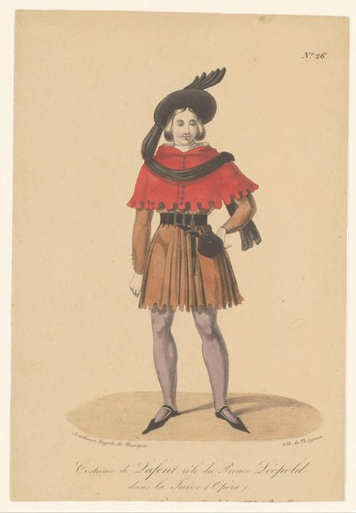 Marcelin Lafont en de rol van prins Leopold en la ópera La Juive Traje de Lafont, papel del Príncipe Léopold en La Juive (Opéra) (título sobre objeto) Actores, actrices en operazangers in hun rol (título de la serie) de Théodore Lejeune