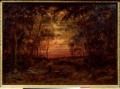 Atardecer en el bosque de Pierre Etienne Theodore Rousseau