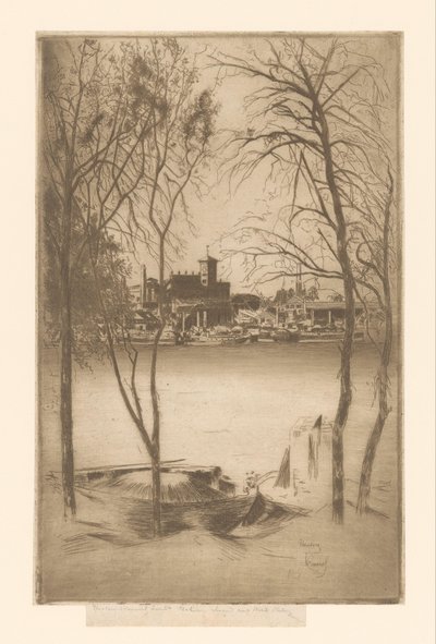 Vista de un río con puerto e industria
Laburnos y Battersea de Théodore Roussel (signed by artist)