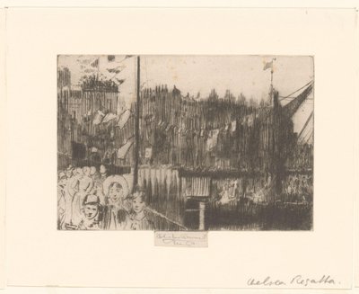 Paisaje urbano con figuras en el muelle cubierto de banderas
Regata de Chelsea de Théodore Roussel (signed by artist)