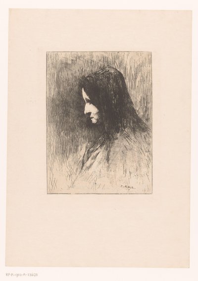Busto de anciana con velo, visto de perfil de Théodule Augustin Ribot