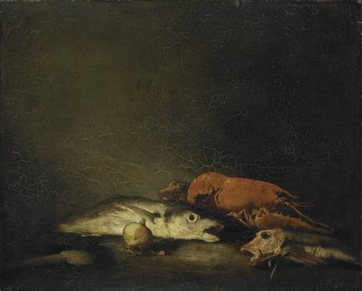 Bodegón con pescado y langosta de Théodule Augustin Ribot