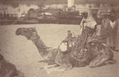 [Un norteafricano en camello a orillas del Nilo]. de Théodule Devéria