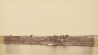 Orillas del Nilo con Palmeras y Barco de Théodule Devéria