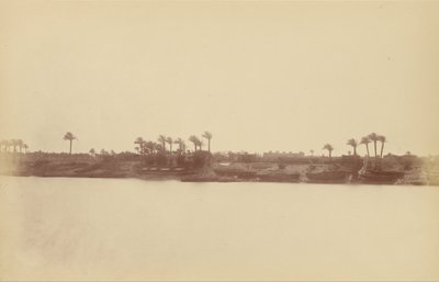 Orillas del Nilo con Palmeras y Barcos de Théodule Devéria