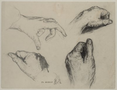 Estudio de manos (recto), 1800s de Auguste Theodule Ribot