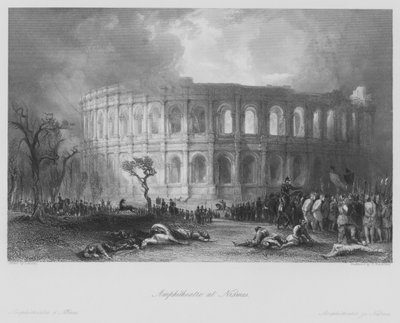 Anfiteatro en Nimes (grabado) de Thomas (after) Allom