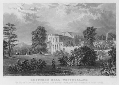 Brougham Hall, Westmorland, la residencia de Henry Brougham, Barón Brougham y Vaux, Lord Alto Canciller de Gran Bretaña de Thomas (after) Allom
