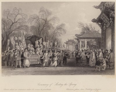 Ceremonia de "Recibir la Primavera" (grabado) de Thomas (after) Allom