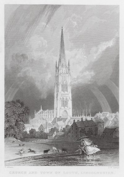 Iglesia y Ciudad de Louth, Lincolnshire de Thomas (after) Allom