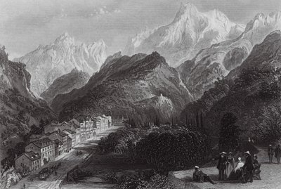 Eaux Bonnes, en los Pirineos (grabado) de Thomas (after) Allom