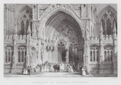 Entrada a la Catedral de Lincoln de Thomas (after) Allom