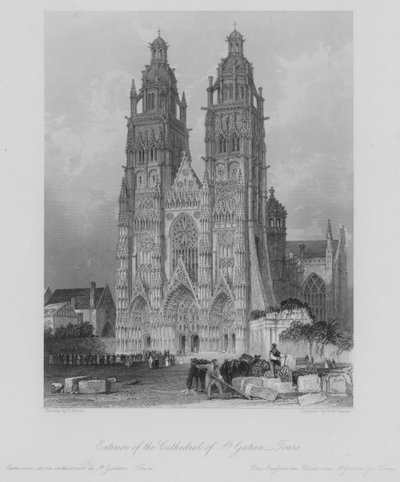 Exterior de la Catedral de San Gatien, Tours de Thomas (after) Allom