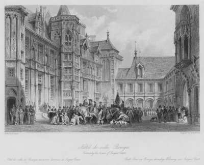 Hotel-de-ville, Bourges, antiguamente la casa de Jacques Coeur (grabado) de Thomas (after) Allom