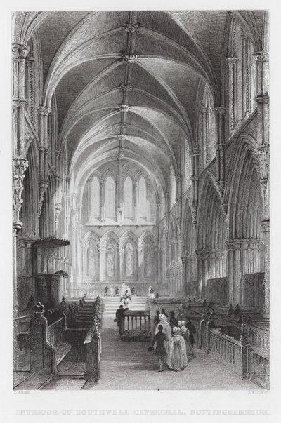 Interior de la Catedral de Southwell, Nottinghamshire de Thomas (after) Allom