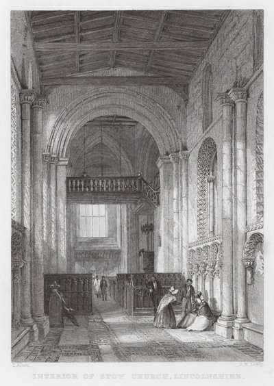 Interior de la Iglesia de Stow, Lincolnshire (grabado) de Thomas (after) Allom