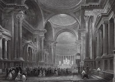 Interior de la Madeleine, París (grabado) de Thomas (after) Allom