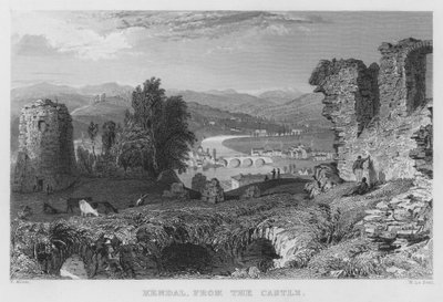 Kendal, desde el Castillo de Thomas (after) Allom