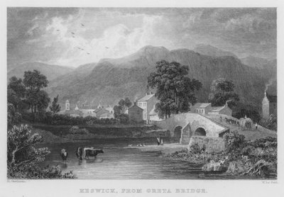 Keswick, desde Greta Bridge de Thomas (after) Allom