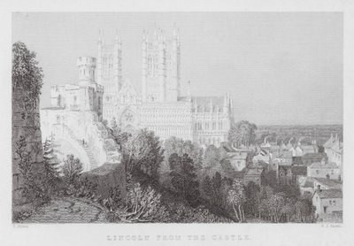 Lincoln desde el castillo (grabado) de Thomas (after) Allom