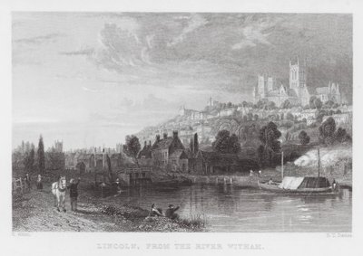 Lincoln, desde el río Witham de Thomas (after) Allom