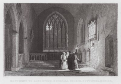 Monumento a Lord Byron, Iglesia de Hucknall, Nottinghamshire de Thomas (after) Allom