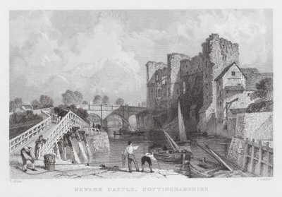 Castillo de Newark, Nottinghamshire (grabado) de Thomas (after) Allom