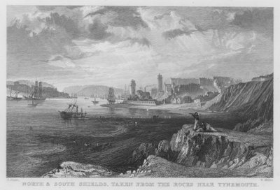 North y South Shields, tomadas desde las rocas cerca de Tynemouth de Thomas (after) Allom