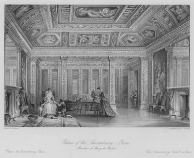 Palacio de Luxemburgo, París, tocador de María de Médicis (grabado) de Thomas (after) Allom