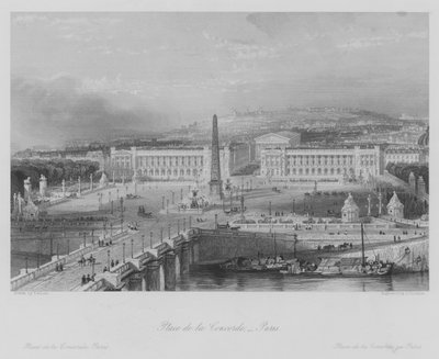 Place de la Concorde, París (grabado) de Thomas (after) Allom