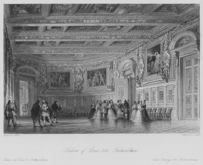 Salón de Luis XIII, Fontainebleau (grabado) de Thomas (after) Allom