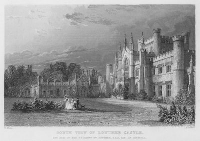 Vista sur del Castillo Lowther, la residencia de William Lowther, Conde de Lonsdale de Thomas (after) Allom