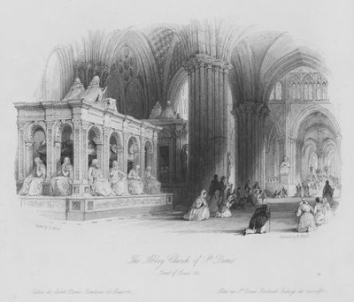 La Iglesia Abacial de St Denis, Tumba de Luis XII (grabado) de Thomas (after) Allom