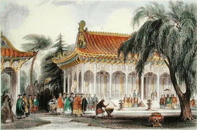 El Salón de Audiencias en el Palacio de Yuen-ming-Yuan, Pekín, c.1850 de Thomas (after) Allom