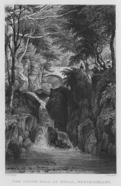 La Cascada Inferior en Rydal, Westmorland de Thomas (after) Allom