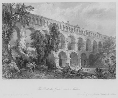 El Puente del Gard, cerca de Nimes (grabado) de Thomas (after) Allom